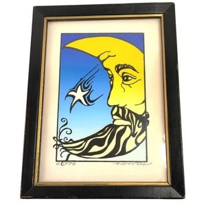 Untitled Man of the Moon by Rip Bodman Studio In The Sky 1978 Serigraph Signed